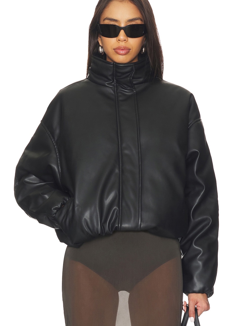 Nakedvice Rohan Puffer Jacket Black Quiet Luxury Streetwear Faux Leather Nwt